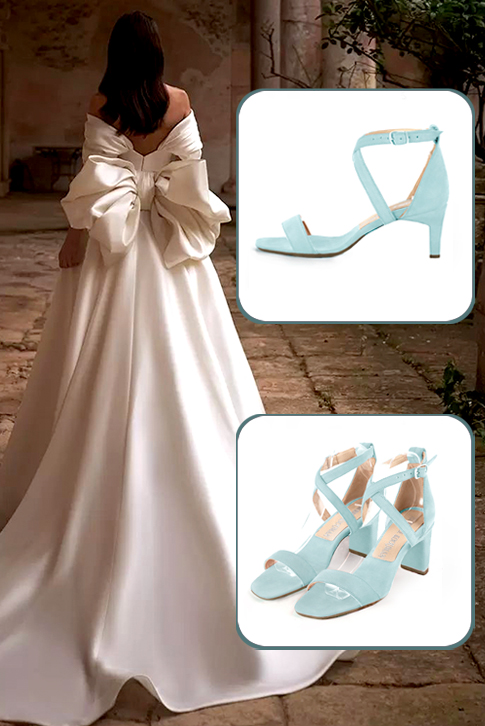 Women's  elegant sandals closed at the back with crossed straps. .  - Top view